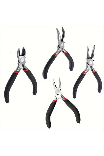 yiğit aksesuar 4 Types of Pliers, Side Chisel, Curved Tip and Straight Long Tip Jewelry Making Tool Utensil Supplies