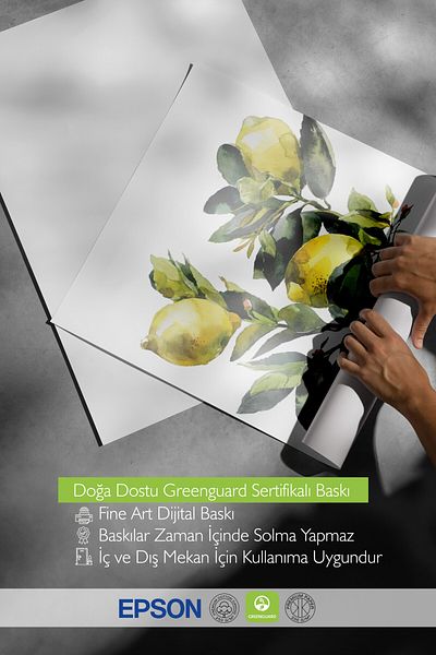 Postifull White Framed Painting, Lemons, Leaves, Watercolor, Green, Yellow Color Poster, Summer Selection of 2025, No: