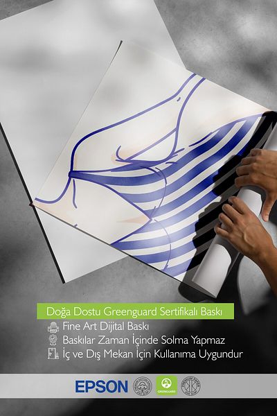Postifull Pictură în cadru alb, femeie în costum de baie, ilustrație, poster de culoare albastră, selecție de vară 2025, NR:109714