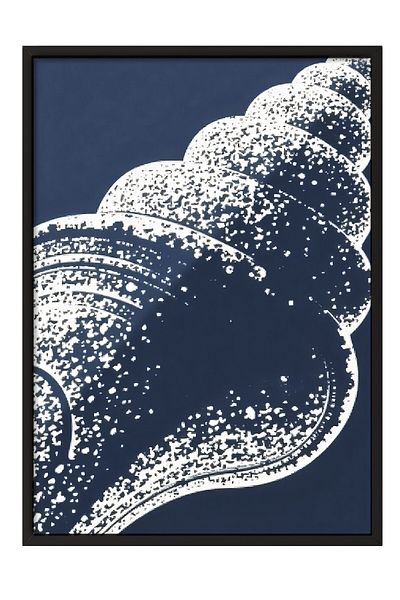 Postifull Black Framed Painting, Blue Seashell, Illustration, Blue Color Poster, 2025 Summer Selection, No:10974