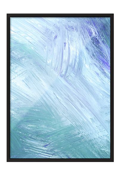 Postifull Black Framed Painting, Brush Strokes, Acrylic Painting, Impressionist, Blue, Pastel Tones Color Poster