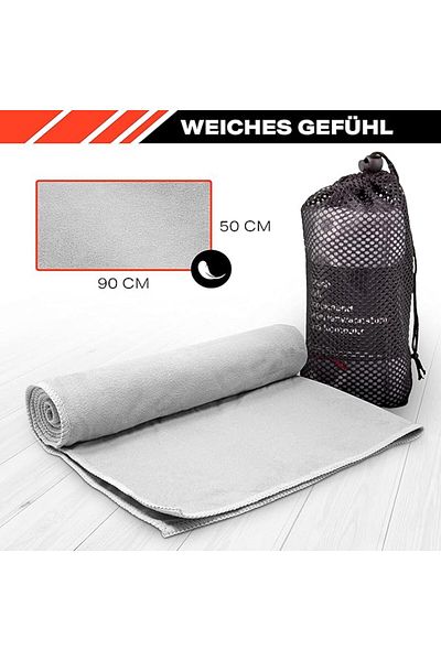 POWRX Microfiber Towel With Carrying Bag, Ultralight, Quick Drying, (GRAY)