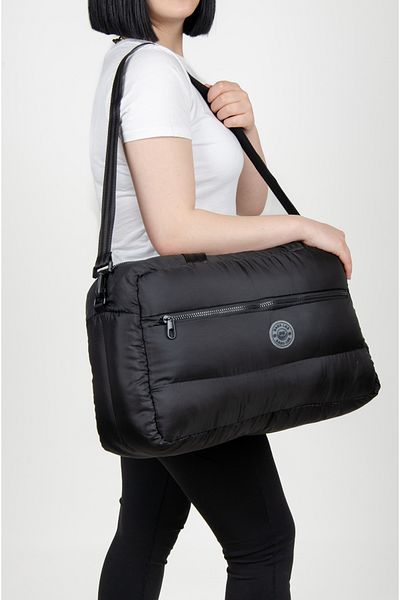 KAFF Black Shoulder Strap Waterproof Quilted Fabric Women's Daily Hand Shoulder and Sports Bag -1007