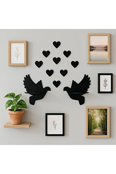 Numa Concept رف حائط خشبي على شكل طائرتين من Double Dove (30x28 سم)