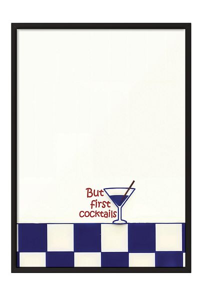 Postifull Pictură cu cadru negru, Cocktailuri înainte, Ilustrație, Poster de culoare albastră, Selecție de vară 2025, NR:109716