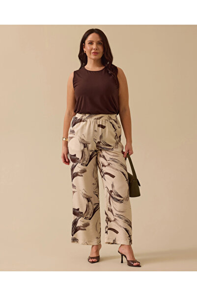 Gala-Xi Plus Size Patterned Wide Leg Trousers