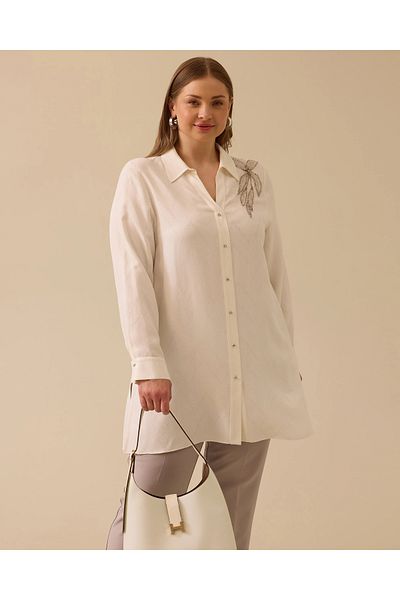 Gala-Xi Plus Size Beaded Buttoned Tunic