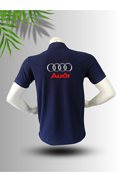 FROOY Audi Logo Printed Polo Neck Cotton T-Shirt