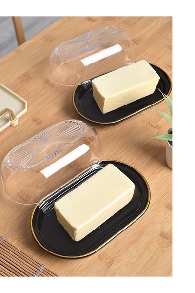 ŞURA MUTFAK 2 Adet 4 Parça Seramik Tereyağlık Peynir Tereyağ Kahvaltılık Saklama & Sunum Kabı