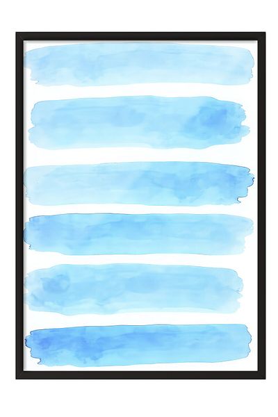 Postifull Black Framed Poster, Blue Lines, Illustration, Blue Color Poster, Summer Selection 2025, No:109679