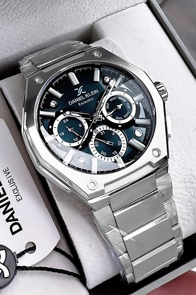 Daniel Klein Exclusive Men Wrist Watch 3 Atm Waterproof Silver Oil Color Steel Cord Gift Bracelet Dke2132C2