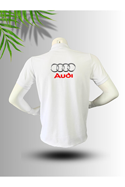 FROOY Audi Logo Printed Polo Neck Cotton T-Shirt