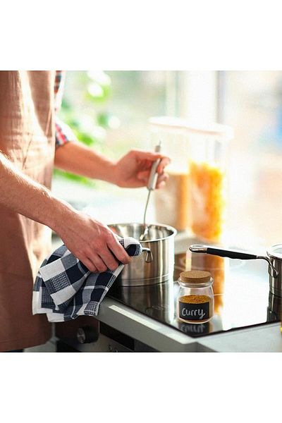 HEYNNA Set of 12 HEYNNA spice jars with cork stopper, reusable labels and chalk marker