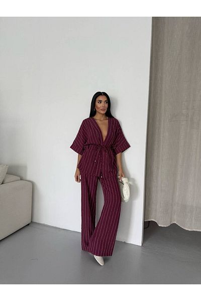 FRİYA Women's Waist-Tied Vest and Pants Suit