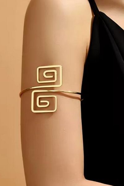 Modex Gold Color Square Geometric Shaped Arm Accessory (Diameter: 9cm)