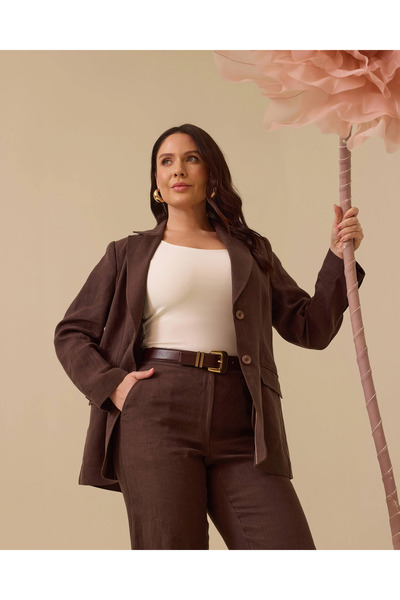 Gala-Xi Plus Size Double Button Linen Jacket