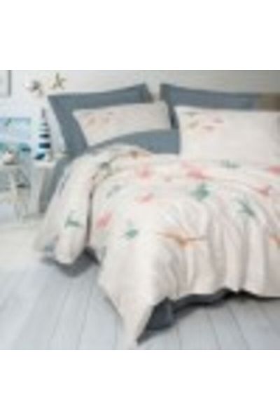 Cotton Box Lenjerie pat dublu bumbac 100% ranforce, cearceaf pilota 200x220cm, Cotton Box, Kaija Pescarusi