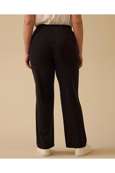 Gala-Xi Women's Plus Size Elastic Waist Wide Leg Trousers - Black