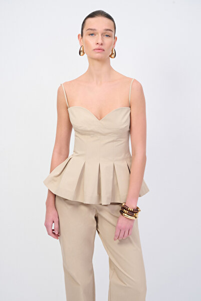 Love My Body Moda Tutkusu Straplez Pileli Bluz