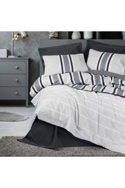 Cotton Box Single bed linen set, 100% cotton ranforce, duvet cover 160x220cm, Cotton Box, Nobby Anthracite with