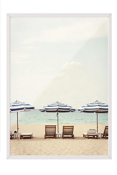 Postifull Pictură cu cadru alb, casă cu vedere la mare, fotografie, poster de culoare albastră, selecție de vară 2025, NR:109702