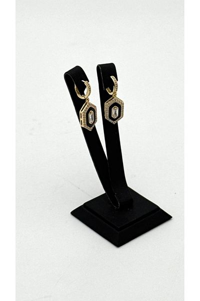 ELİOSA Zircon Stone Detail Gold Tarnish Steel Earrings