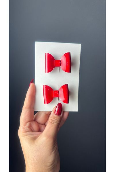 Toka Perisi Red Patent Leather Alen Bow Buckle (Half Ribbon Covered Metal Clip Buckle)