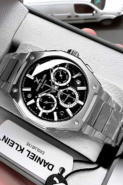 Daniel Klein Original Men's Wristwatch 3 Atm Waterproof Silver Color Steel Band