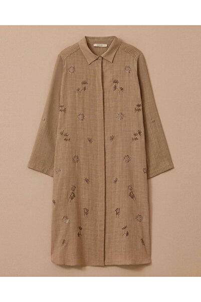 Gala-Xi Büyük Beden Nakış İşlemeli Düğmeli Tunik