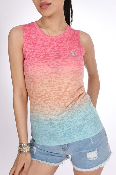 Pia Velle Color Transition Stone Heart Detailed Sleeveless Women's Tank Top – Summer Sports Chic