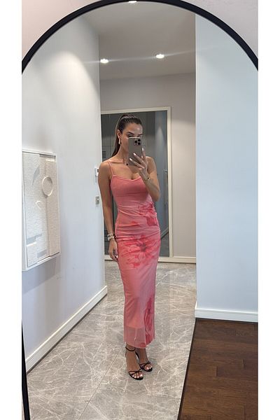 sinemkivanc co FLOWER PATTERNED SLING DRESS