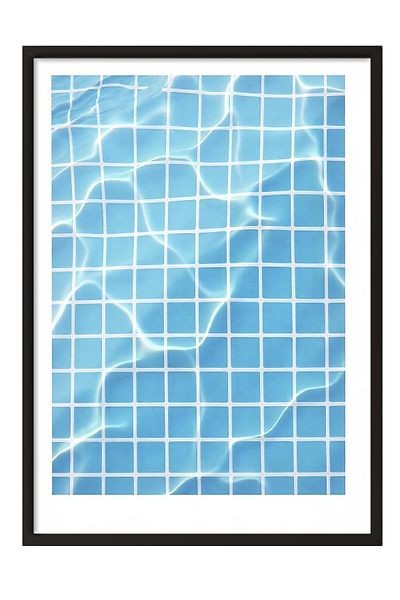 Postifull Black Framed Poster, Pool Base, Photo, Blue Color Poster, 2025 Summer Selection, No:109701