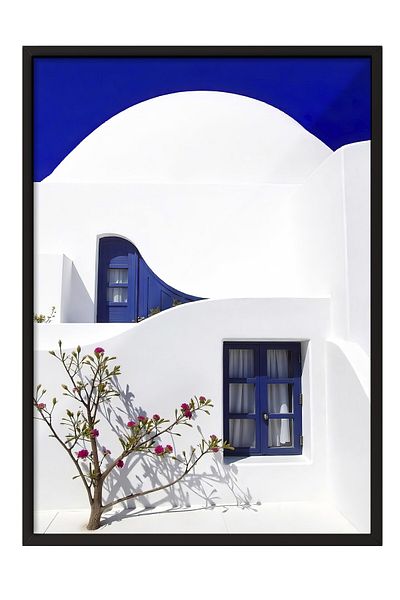 Postifull Black Framed Painting, Blue Window, Photo, Blue Color Poster, 2025 Summer Selection, No:109710