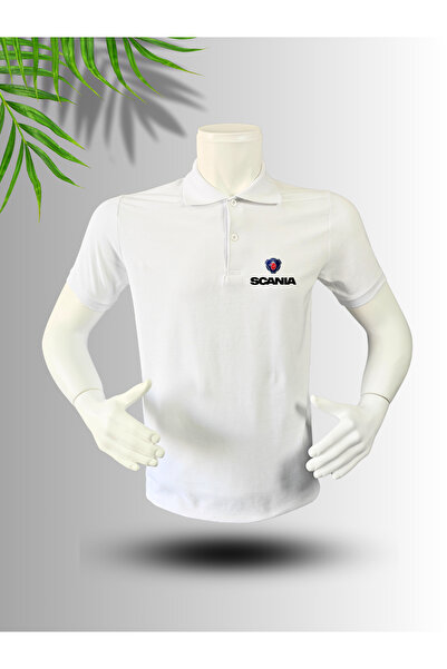 FROOY Scania Logo Printed Polo Neck Cotton T-Shirt