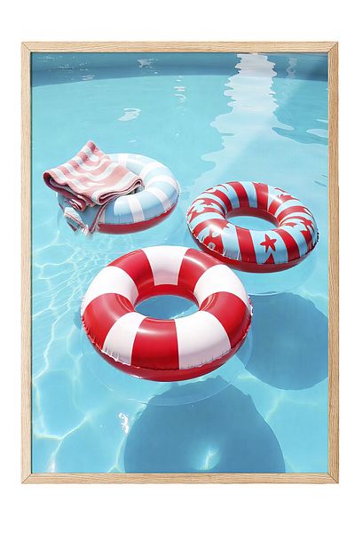 Postifull Wooden Framed Poster, Sea Ring, Photo, Red Color Poster, 2025 Summer Selection, No:109646