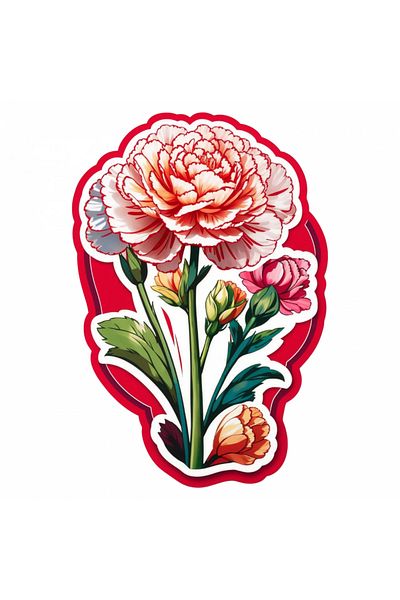 INOVATIX Set of 8 pieces, Carnations with buds sticker, INOVATIX®. 6 cm