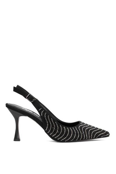 PİSAGOR Pythagoras Ps-32340 cm Heeled Women's Stone Open Back Stiletto Evening Dress Shoes