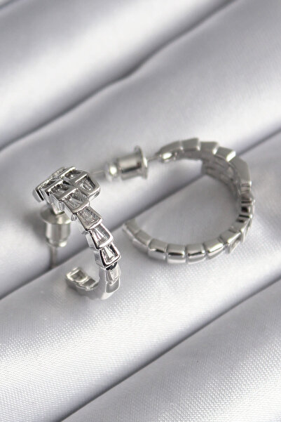 MAU CAT Brass Silver Color Zircon Stone Snake Model Women's Earrings