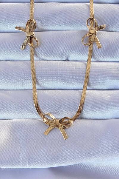 BareStore سلسلة إيطالية من الفولاذ 316L باللون الذهبي على شكل فيونكة Ke