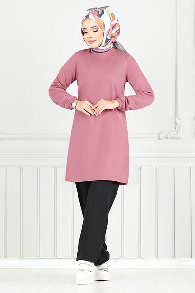 ModaMerve Cuff Elastic Suit 2670Sl890-M Dusty Rose&Black