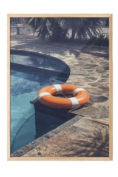 Postifull Wooden Framed Painting, Life Jacket, Photo, Orange Color Poster, 2025 Summer Selection, No:109737