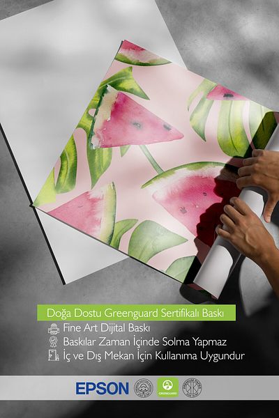 Postifull Wooden Framed Painting, Watermelon, Leaf, Watercolor, Botanical, Pink, Green Color Poster, Summer Selection of 2025