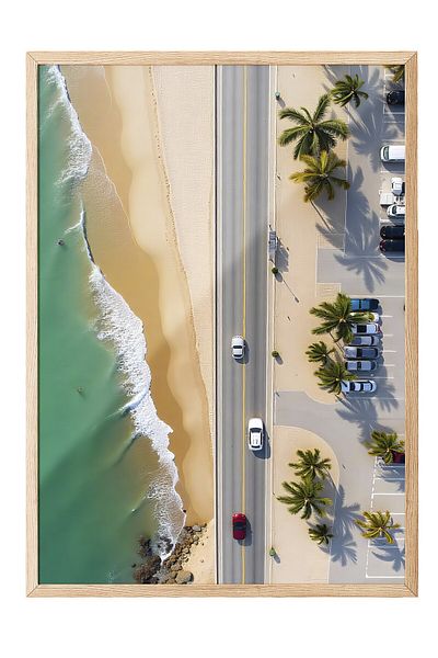 Postifull Wooden Framed Poster, Seaside, Photo, Green Color Poster, 2025 Summer Selection, No:109584
