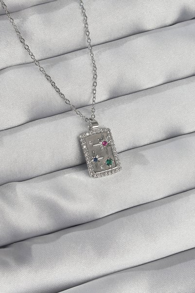 Toptan Bulurum 316L Steel Chain Silver Color Colorful Zircon Stone Vintage Ne...