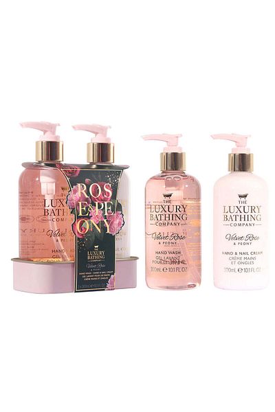 The Luxury Bathing Company Delightful Duo Gift Set, Velvet Rose & Peony, Metal Tray, The Luxury Bathing Company, 2 items