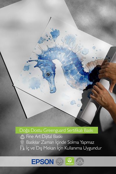 Postifull Wooden Framed Painting, Seahorse, Watercolor, Blue, White Color Poster, 2025 Summer Selection, No:109808