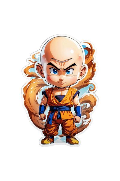 INOVATIX Set of 8 pieces, Sticker Character Krillin dragon ball, INOVATIX®. 6 cm