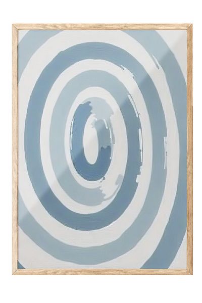 Postifull Wood Framed Poster, Hypnosis Wave, Illustration, Blue Color Poster, 2025 Summer Selection, No:109666
