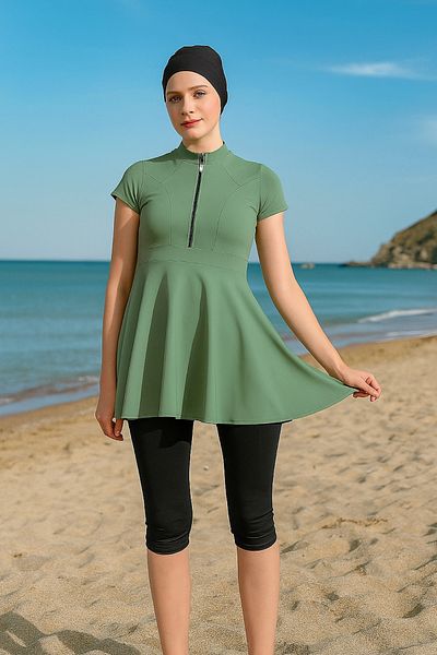 İYİBU Khaki Leggings Skirt Dress Swimsuit Swimsuit