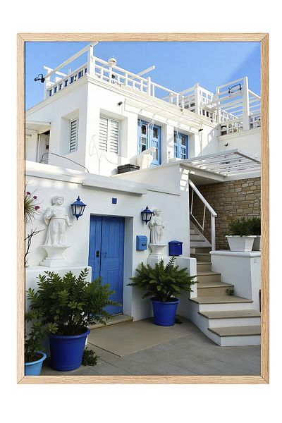 Postifull Wooden Framed Painting, Wonderful Home, Photo, Blue Color Poster, 2025 Summer Selection, No:109711